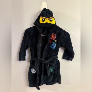 LEGO Ninjago Hooded Bath Robe Kids Size 5-6 Black Ninja Character Robe